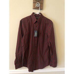 NWT Arrow Mens Size S Red Tartain Plaid Shirt Button Front Long Sleeve